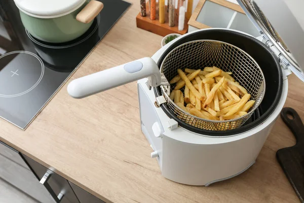 Modern Deep Fryer French Fries Table Kitchen — Stock Photo, Image