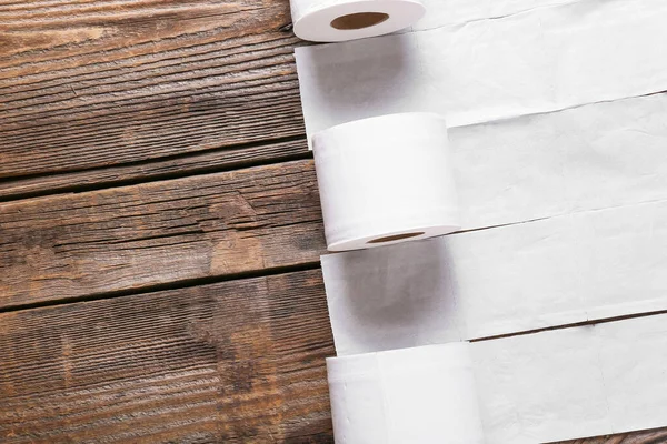 Rolls Toilet Paper Wooden Background — Stock Photo, Image