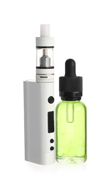 Vape Mod Con Aceite Sobre Fondo Blanco — Foto de Stock