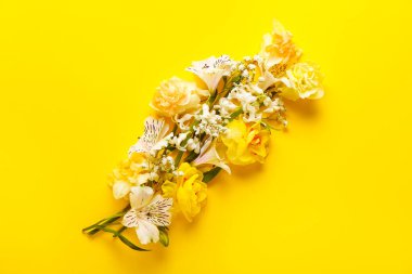 Renkli arka planda güzel çiçekli kompozisyon