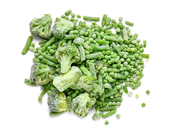 Mrożone Warzywa Zielone Białym Tle — Zdjęcie stockowe