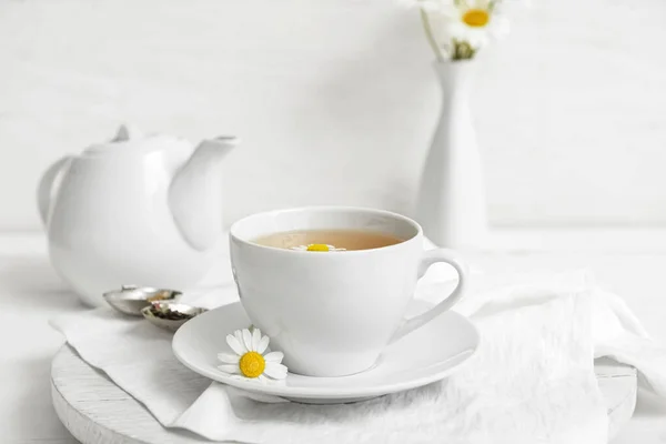 Composition Cup Floral Tea Light Background — Stock Photo, Image