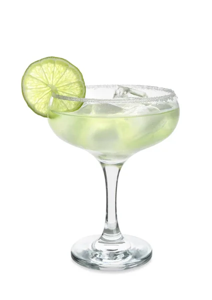 Glas Koude Daiquiri Cocktail Witte Achtergrond — Stockfoto