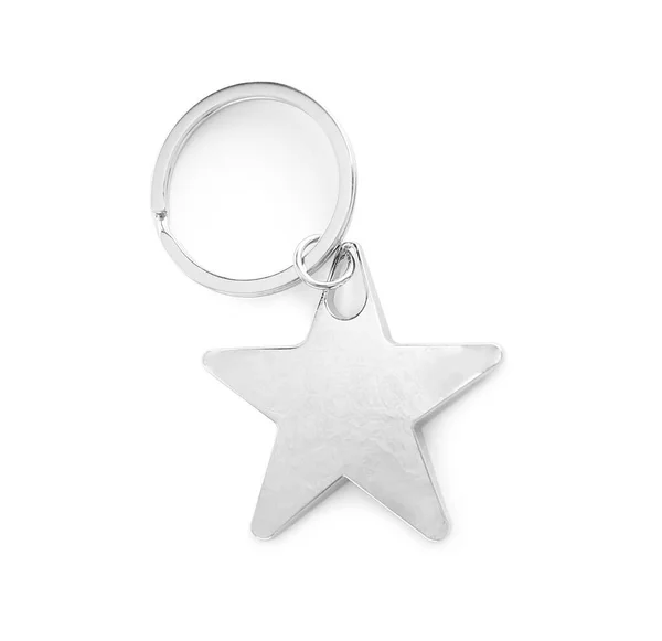 Star Shape Keychain White Background — Stock Photo, Image