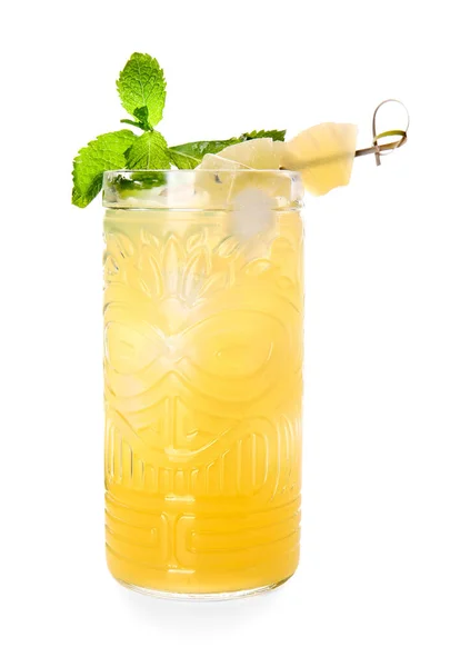 Copo Delicioso Mai Tai Cocktail Fundo Branco — Fotografia de Stock