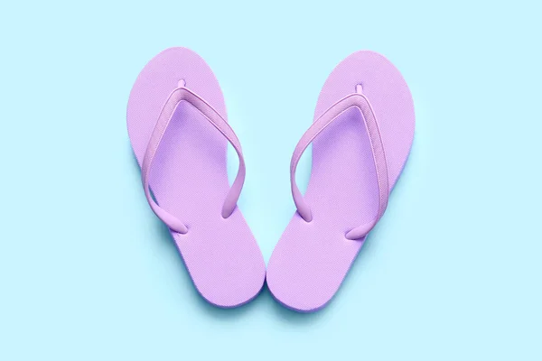 Stylish Flip Flops Color Background — Stock Photo, Image