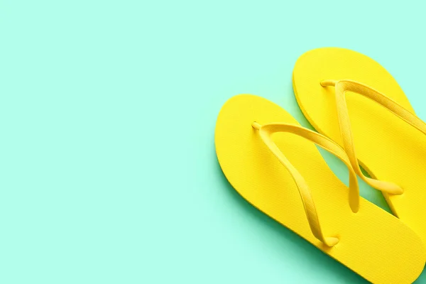 Stylish Flip Flops Color Background — Stock Photo, Image