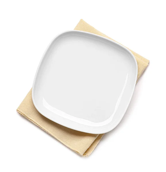 Clean Napkin Plate White Background — 图库照片