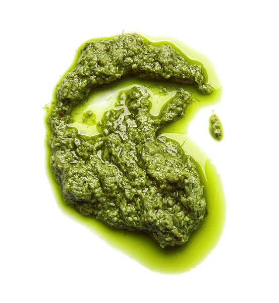 Smear Tasty Pesto Sauce White Background — Stock Photo, Image