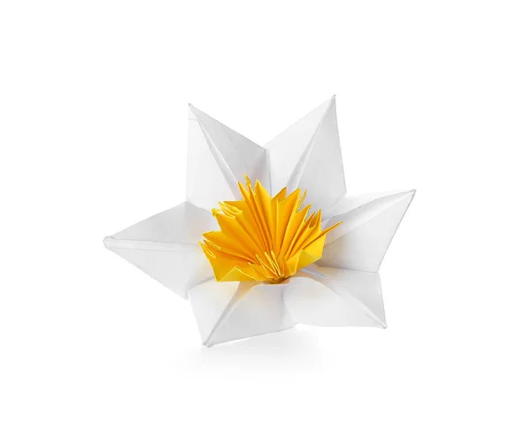 Origami Narcyz Białym Tle — Zdjęcie stockowe