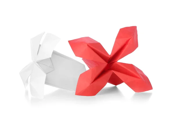 Narcisos Origami Sobre Fondo Blanco — Foto de Stock