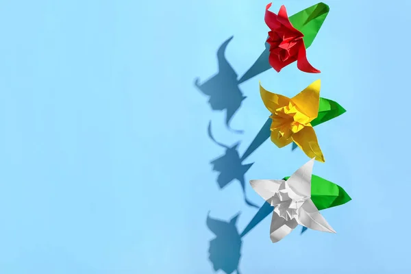 Origami Νάρκισσοι Φόντο Χρωμάτων — Φωτογραφία Αρχείου