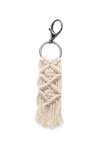 Handmade Cotton Keychain White Background — Stock Photo, Image