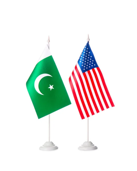 Vlajky Usa Pákistánu Bílém Pozadí — Stock fotografie