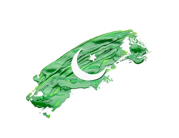 Pákistánská Vlajka Namalovaná Bílém Papíru — Stock fotografie