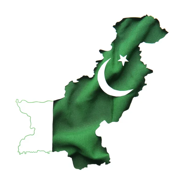 Silhouette Pakistan Ország Zászló Fehér Háttér — Stock Fotó