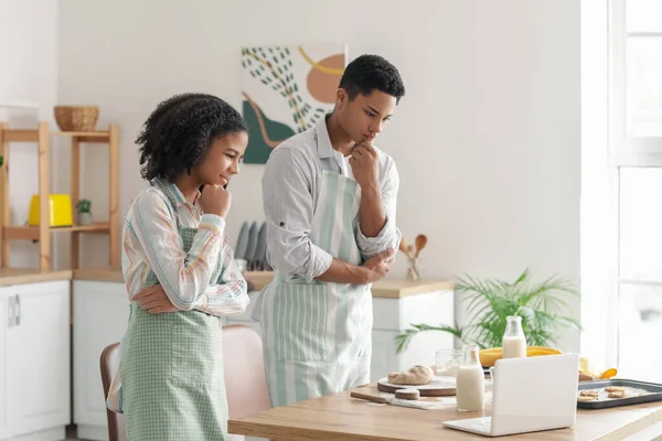 African American Brother Sister Making Cookies Kitchen — Stock Photo, Image