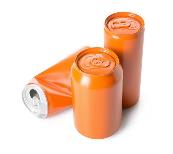 Metal Cans Drink White Background — Stock Photo, Image