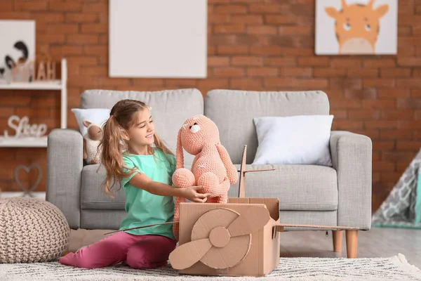 Little Girl Playing Toys Home — Stock Photo, Image