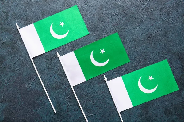 Pákistánské Vlajky Tmavém Pozadí — Stock fotografie