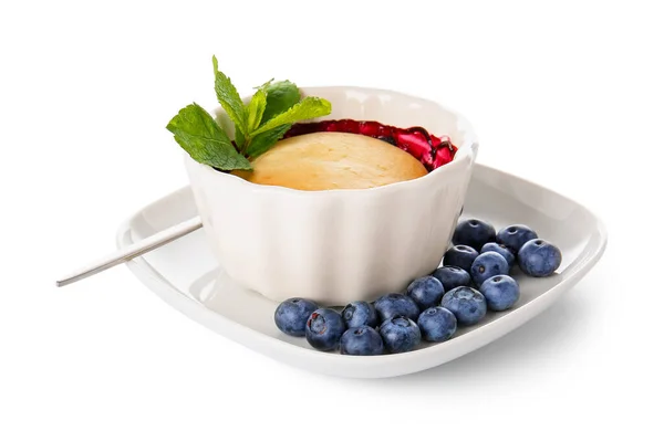 Ramekin Blueberry Cobbler White Background — ストック写真