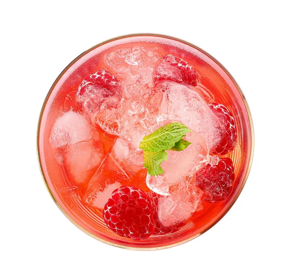 Glass Tasty Raspberry Lemonade White Background — Stock Photo, Image