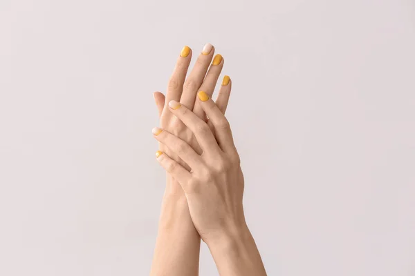 Female Hands Beautiful Manicure Light Background — Stock Photo, Image