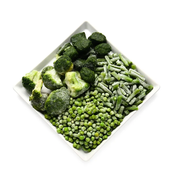 白底冻绿蔬菜盘 — 图库照片