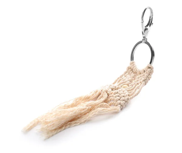 Handmade Cotton Keychain White Background — Stock Photo, Image