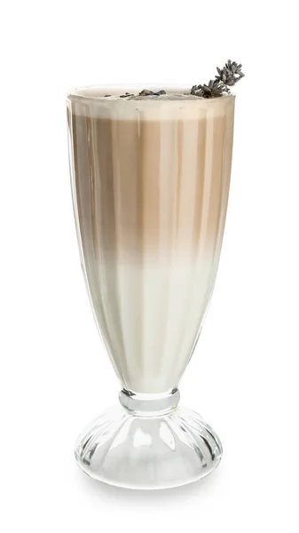 Szklanka Smacznej Lawendowej Latte Białym Tle — Zdjęcie stockowe