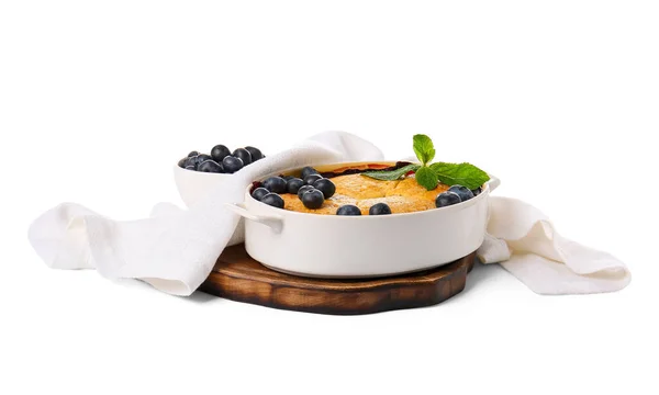 Baking Dish Blueberry Cobbler White Background — Stock Photo, Image