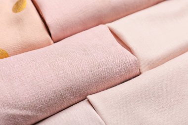 Stack of color fabric, closeup