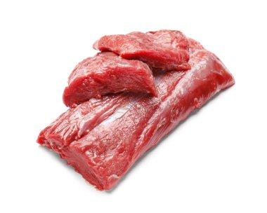 Raw beef brisket on white background