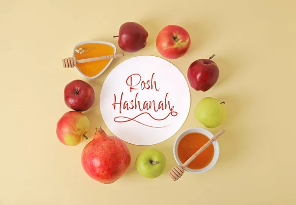 Üdvözlőlap Rosh Hashanah Zsidó Újév — Stock Fotó