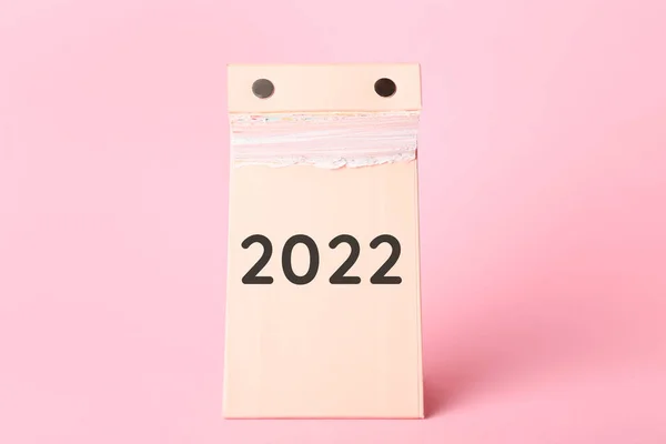 Scheur Kalender Aan Het Einde Van Het Jaar Met 2022 — Stockfoto