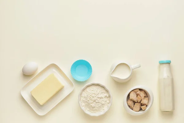 Ingredientes Para Preparar Panadería Sobre Fondo Claro — Foto de Stock