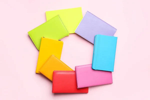 Frame Made Notebooks Color Background — Stockfoto