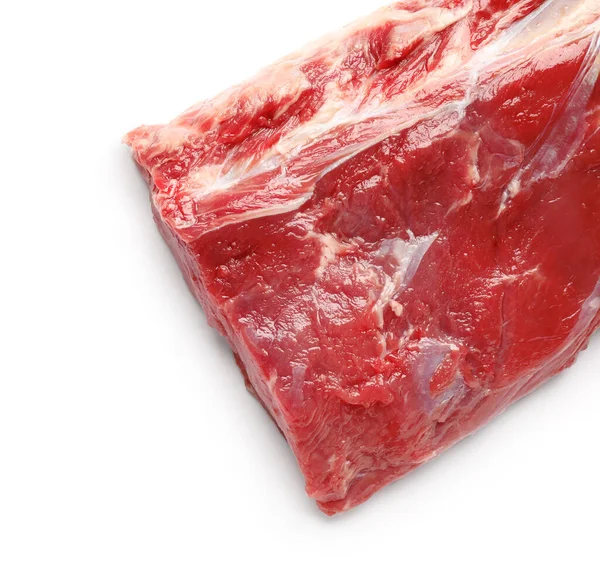 Raw Beef Brisket White Background Closeup — Stock Photo, Image