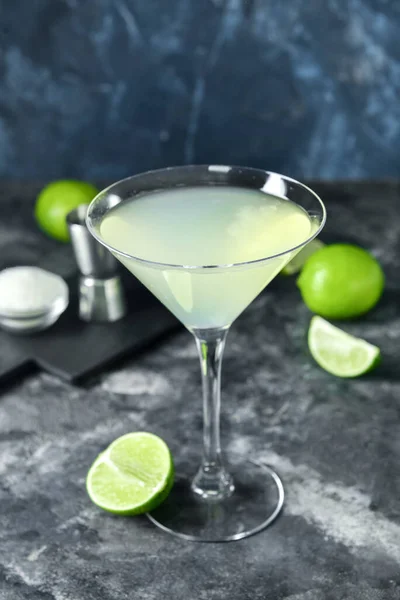 Glass Tasty Daiquiri Cocktail Dark Background — Stock Photo, Image