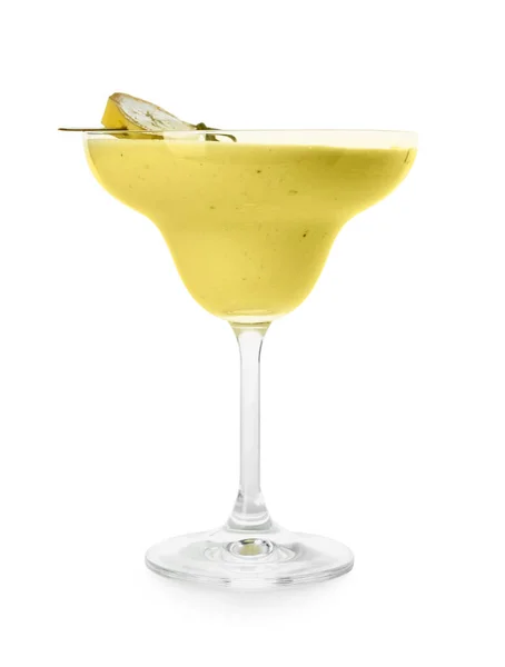 Glas Leckerer Banana Daiquiri Cocktail Auf Weißem Hintergrund — Stockfoto