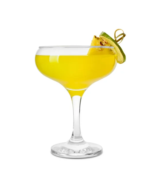 Glas Ananas Daiquiri Cocktail Auf Weißem Hintergrund — Stockfoto