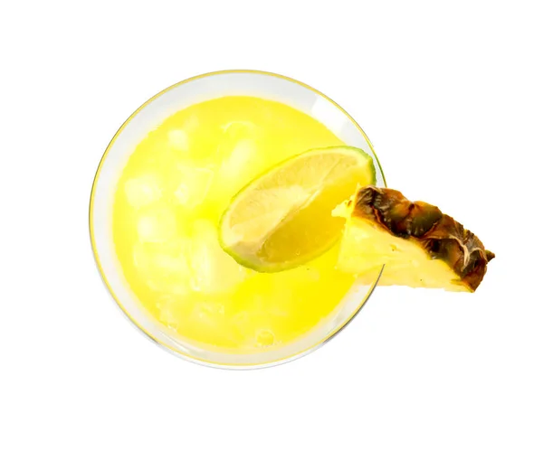 Glas Ananas Daiquiri Cocktail Auf Weißem Hintergrund — Stockfoto