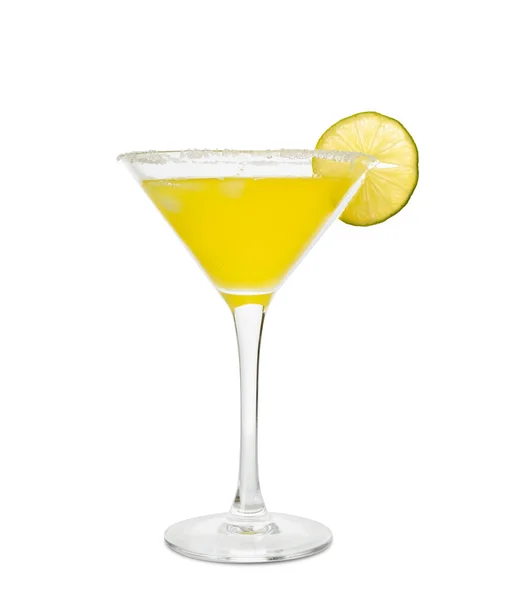 Beyaz Arka Planda Bir Bardak Ananas Kokteyli — Stok fotoğraf