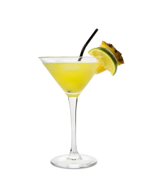 Glass Pineapple Daiquiri Cocktail White Background — Stock Photo, Image