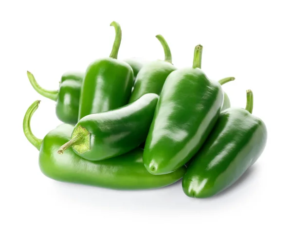 Zelená Paprika Jalapeno Bílém Pozadí — Stock fotografie