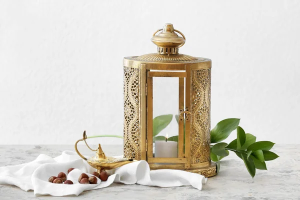 Muslim Lantern Aladdin Lamp Light Background — Stock Photo, Image