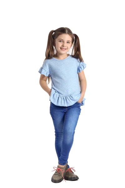 Little Girl White Background — Stock Photo, Image