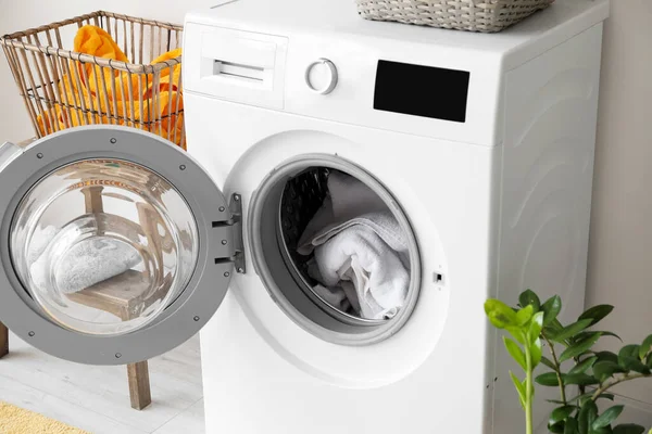 Modern Washing Machine Laundry Bathroom — Stock Photo, Image