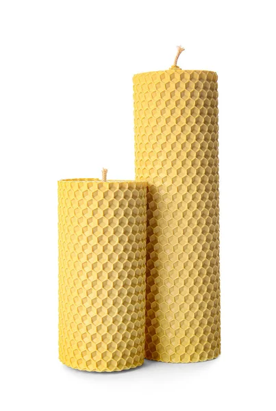 Handmade Wax Candles White Background — Stock Photo, Image