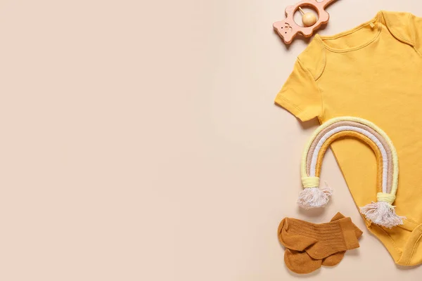 Baby Clothes Toy Color Background — Stock Photo, Image